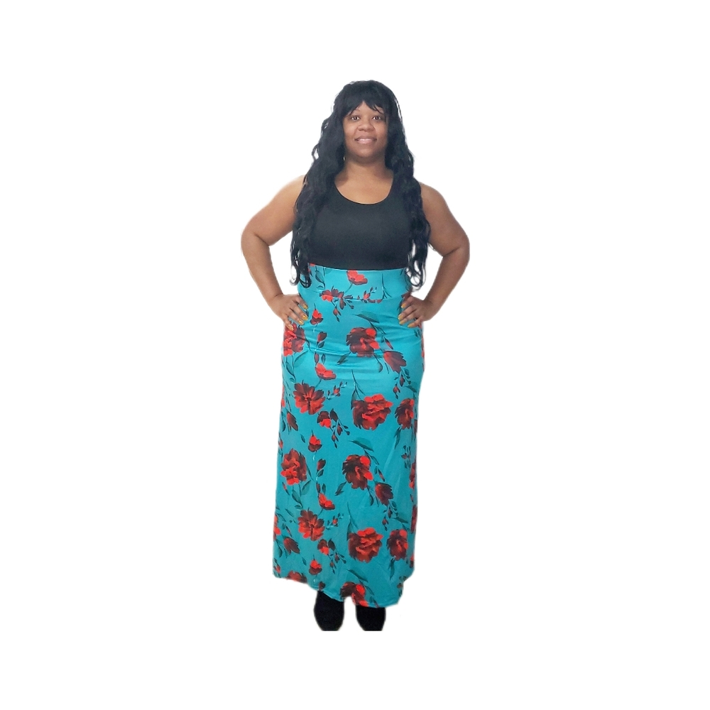 Long Green Floral Bohemian Dress